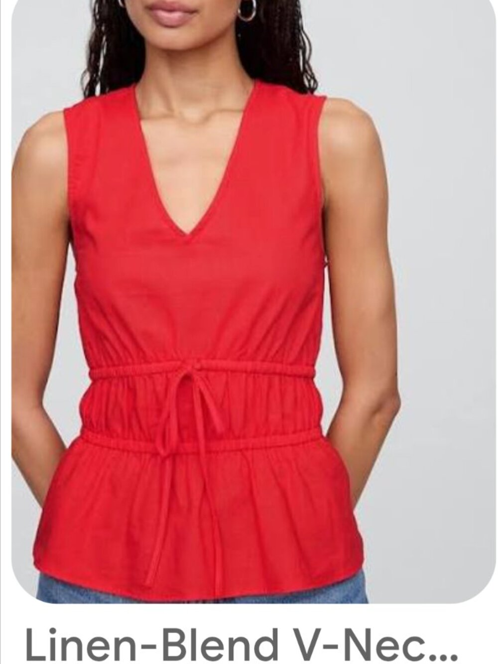 GAP Linen-Blend V-Neck Top, size-M, NWT